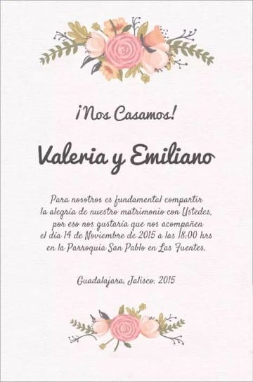 tarjetas de bodas en español rosada