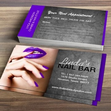 tarjetas de presentacion de uñas con diseño