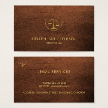 tarjetas de presentación de abogados en marron