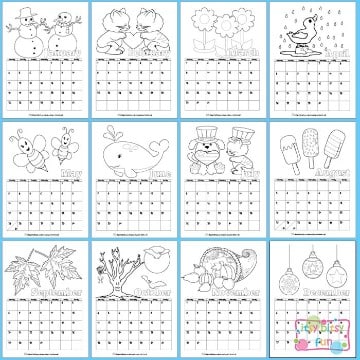 calendarios creativos para niños para colorear