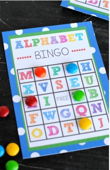 cartones de bingo para niños alfabeto