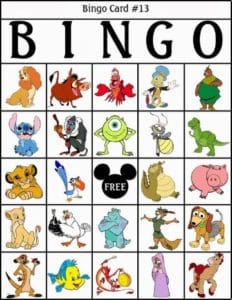 cartones de bingo para niños disney