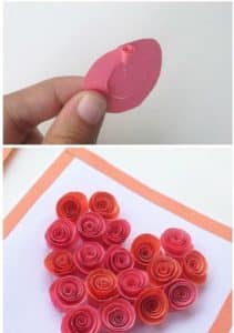 como hacer tarjetas de corazon con espirales de papel