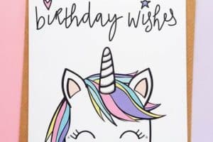 tarjetas de cumpleaños de unicornios sencillas