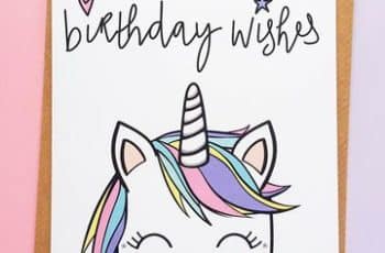 Muestra de las modernas tarjetas de cumpleaños de unicornios