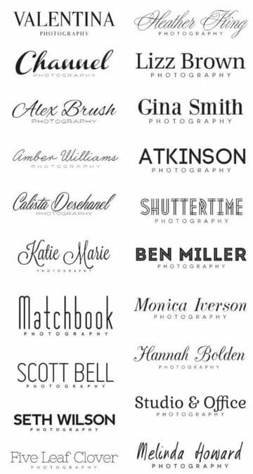 fuentes de letras para logos de fotografos
