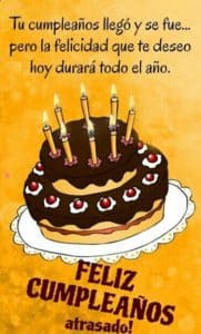 4 diseños de tarjetas de cumpleaños atrasado con disculpas