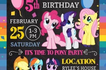 Creativas invitaciones de little pony para niñas de 5 años