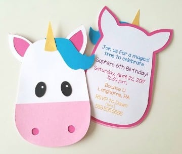 invitaciones de unicornio para niña para imprimir