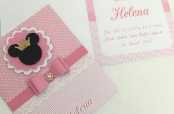 Singulares invitaciones de minnie rosa para niñas de 2 años