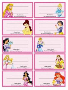 etiquetas para cuadernos de niñas de princesas