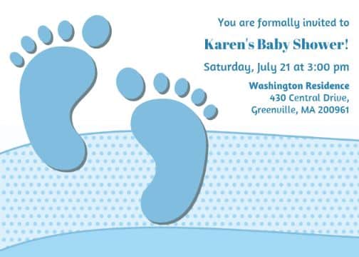 tarjetas de invitacion para baby shower con huellitas