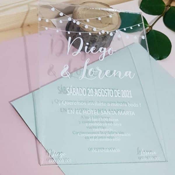 invitaciones de boda transparentes tipografias blancas