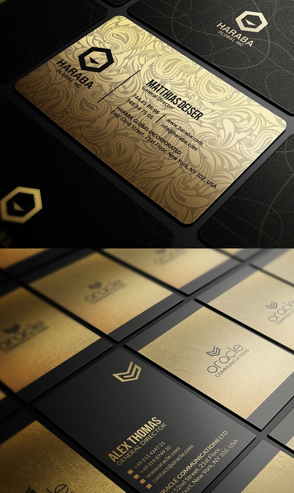 tarjetas de presentacion fondo negro y dorado