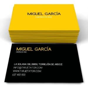 tarjetas de presentacion en negro combinacion con amarillo