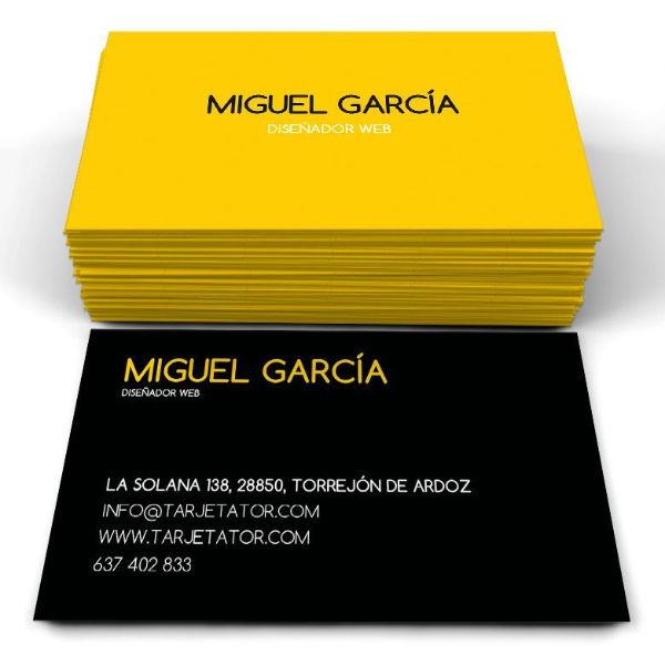 tarjetas de presentacion en negro combinacion con amarillo