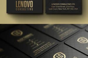 tarjetas de presentacion dorado con negro consultor