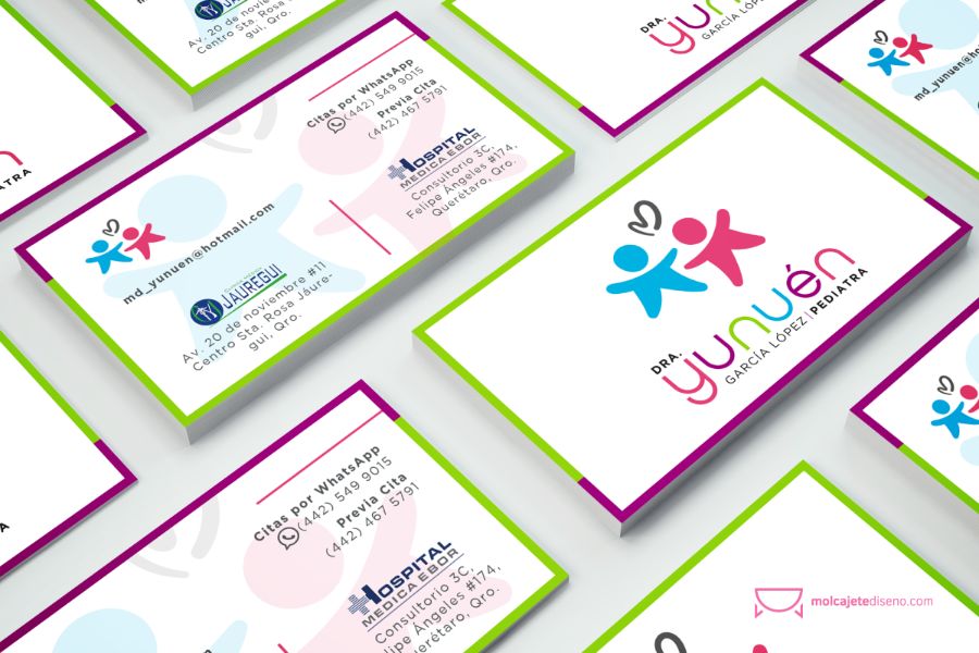 tarjetas de presentacion para pediatras marcos coloridos