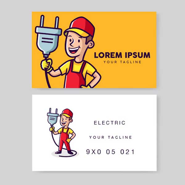 tarjetas de presentacion electricista con personajes